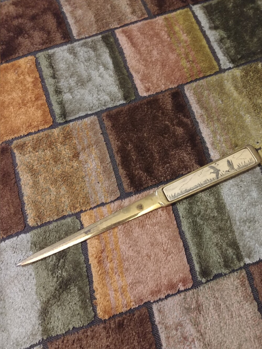 Brass Letter Opener with Gold Tone Handle